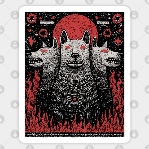 Mythical Cerberus - The Three-Headed Hound of Hades Magnet by TuncGK